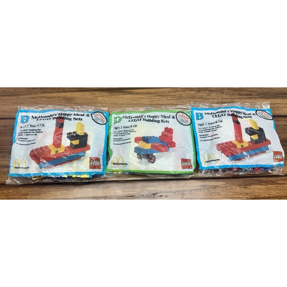 Lot of 3 - 1986 Lego Building Sets - McDonalds Happy Meal Toys